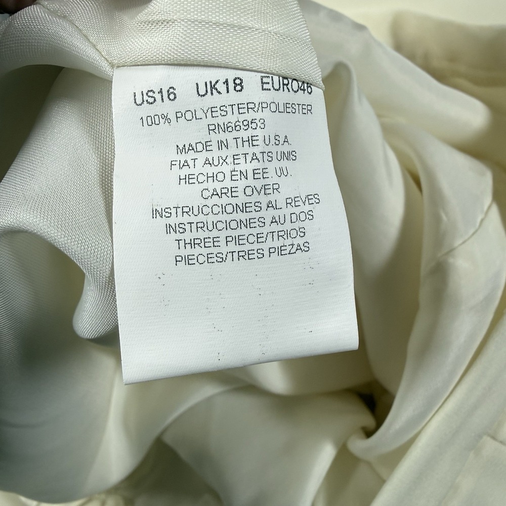 VTG David Warren Pants Women's 16 Ivory Lined Flowy Wide Leg High Rise Party - Picture 4 of 8
